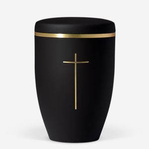 Naturstoffurne, Anthrazit Velours mit Kreuz