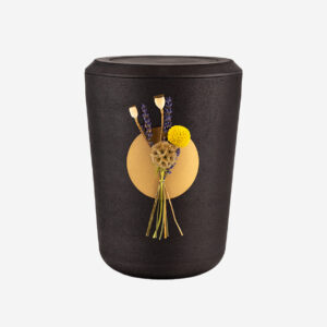 Kohleurne Floral mit Absenkseil - Schmuckelement - Mohn und Lavendel KUS-F06