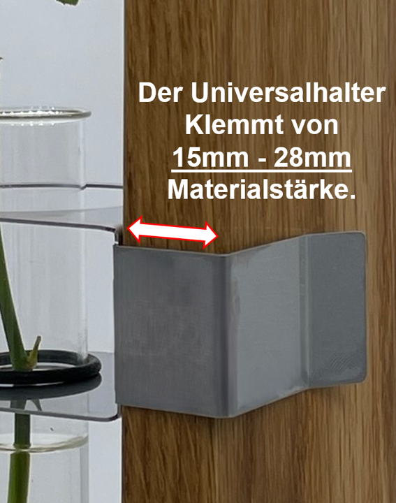 Edelstahluniversalhalter für Grabkreuz mit 80 mm Breite mit Glasvase – Bild 2